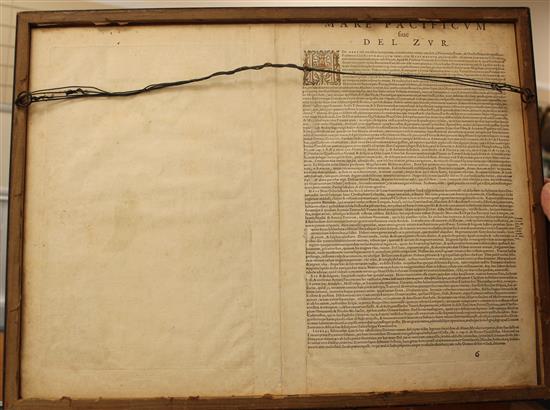 Abraham Ortellius (1527-1598) Map of the Maris Pacifici, 1589, 15.25 x 21in.